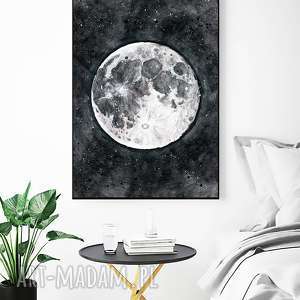 moon 50x70cm, plakat plakaty, grafika, księżyc gwiazdy, niebo