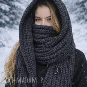 komin na długie wyjścia w chłodne dni - grafit szal, zimowy szal szalik