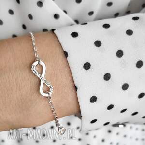 bransoletka srebrna z nieskończonością i sercem forever, biżuteria na prezent