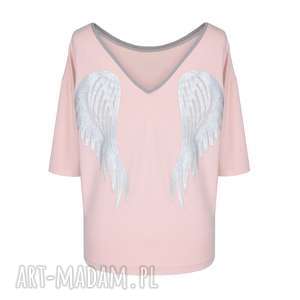 ręcznie robione bluzki bluzka skrzydła | 3/4 rosa cipria angel wings