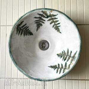 handmade ceramika umywalka ceramiczna 'paprocie"