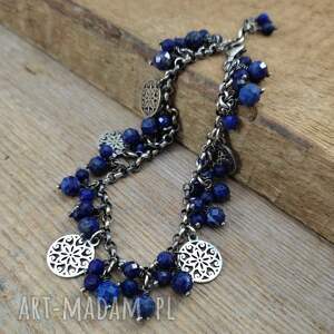 handmade bransoletka - lapis lazuli z rozetami