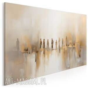 Obraz do salonu - ABSTRAKCYJNE POSTACIE W ZŁOTEJ MGLE - 70x50 cm