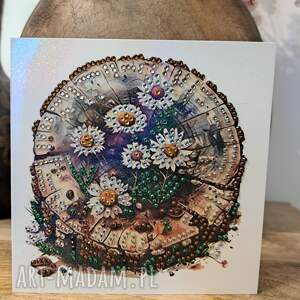 Kartka na życzenia, haft, diamentowy, rękodzieło