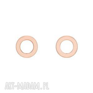 kolczyki małe kółeczka z różowego złota, sztyfty, koła