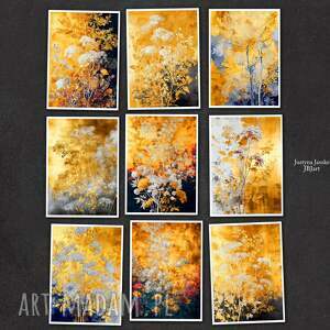 złoty ogród - zestaw 9 grafik 13x18 cm, rośliny prezent, grafiki z roślinami
