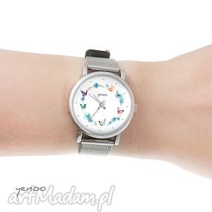 zegarek, bransoletka - kolorowy wianek mały metalowa motyl prezent