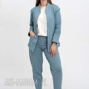 komplet marynarka spodnie niebieski z kieszeniami, kobiecy kój