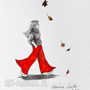 adriana laube art idź na spacer akwarela z dodatkiem piórka artystki adriany