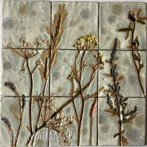 ceramystiq studio panel ceramiczny, sztuka ścienna, dekor roślinny, kafle