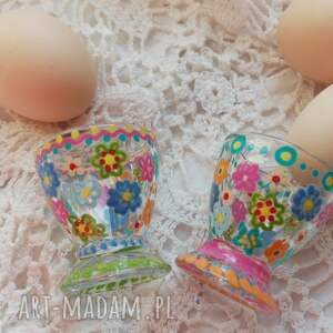 ręcznie malowane kieliszki do jajek zestaw 2 szt easter, zabawny upominek na 30