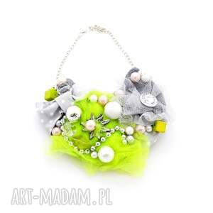 handmade naszyjniki lime & grey naszyjnik handmade