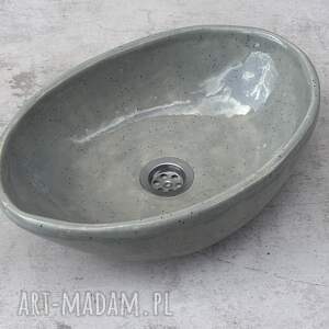 Szara nakrapiana umywalka ceramiczna ręcznie robiona