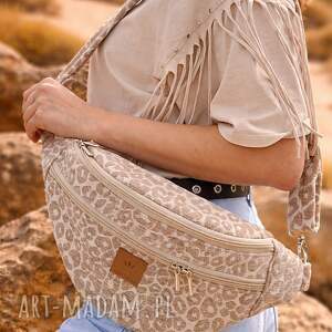 Żakardowa XL w panterkę Kremowa, XL, maxi nerka