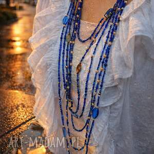 Prezent Naszyjnik Kaskadowy Długi Szafirowy Hematyt