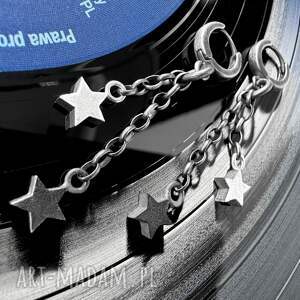 Srebrne kolczyki mini Gwiazdki Rockstar, black and white