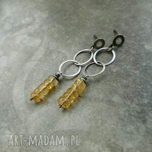 cytrynowe kolczyki, srebro, cytryn, srebrne