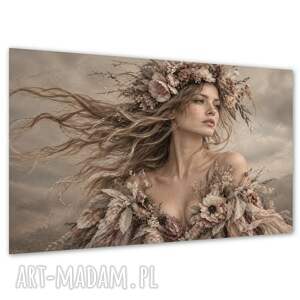 Obraz na płótnie Kobieta z kwiatowym wiankiem 120x80 cm