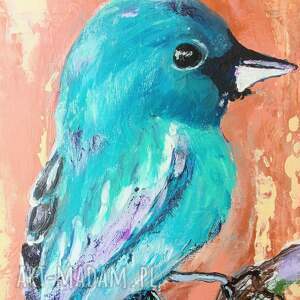 obraz akrylowy ręcznie malowany na płótnie jedną stronę ptaki zwierzę