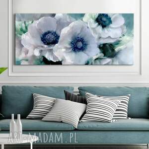 obraz drukowany na płótnie kwiaty niebieskie zawilce 147x60cm 03187