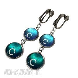 w odcieniu morza e101- długie klipsy