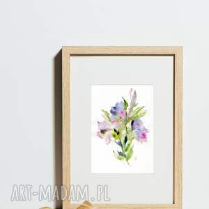 Prezent Oryginalna akwarela, kwiaty, dekoracje