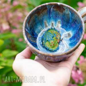 handmade ceramika filiżanka z smokiem | opal do kawy | kamionka | 350 ml