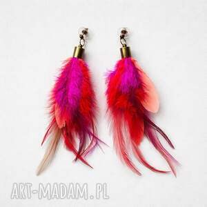 Kolczyki wkrętki kolorowe energetyczne pióra, kol, fo, amar, et, bo