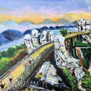 złoty most wietnam, obraz krajobraz widok azja obraz