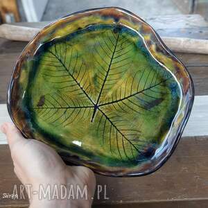shiraja ceramiczny talerz liść kasztanowca c917, ceramika na prezent, patera