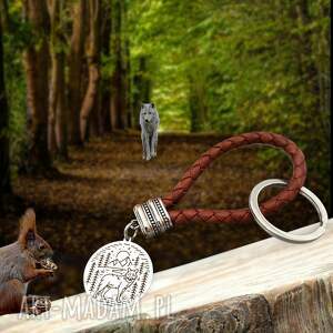 do kluczy z motywem WILKA, skórzany brelok, motyw wika