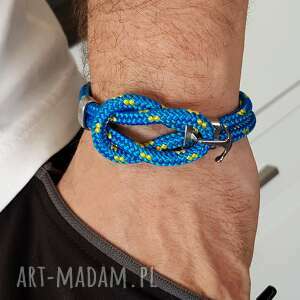 handmade męska bransoletka męska z liny regatta niebieska