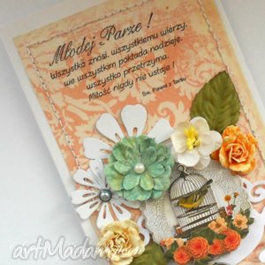 handmade scrapbooking kartki młodej parze - kartka ślubna