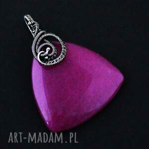 marie - srebrny duży wisior z fuksjowym agatem