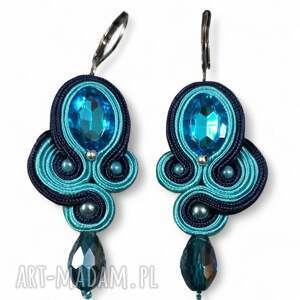 kolczyki sutasz granatowo turkusowe