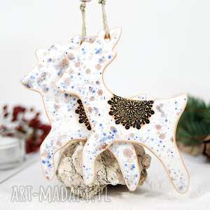 1 ręcznie malowany ceramiczny renifer, ozdoby choinkowe, dekoracje świąteczne