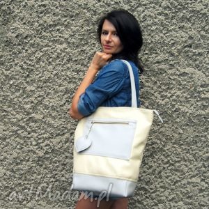 handmade na ramię two tone shopper torebka