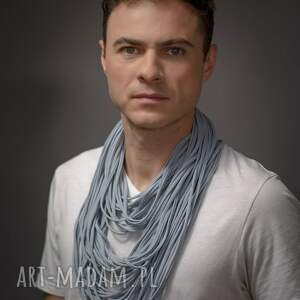 naszyjnik dzianinowy - szary uniksex oryginalny, szalik, apaszka