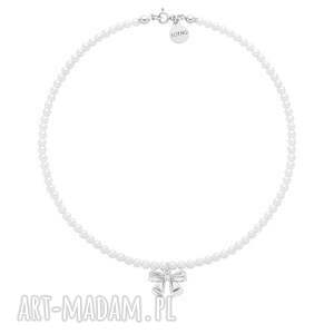 ręcznie wykonane naszyjniki srebrny naszyjnik z białych pereł swarovski® crystal