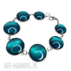 bransoletka z okrągłych oczek w odcieniu morza e33/17 stali