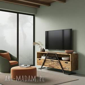 NANO Komoda rtv Otwarta - z litego drewna na stalowej ramie