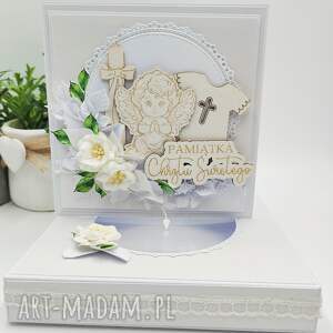 kartka z okazji chrztu świętego - aniołek i symbolika sakramentu scrapbooking