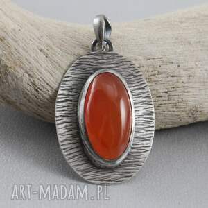 w oksydowanym srebrze - wisior 1946a, karneol i - srebro