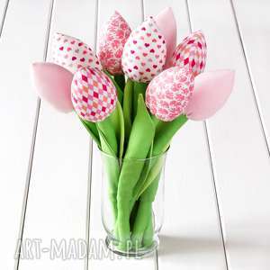 tulipany jasno różowy bawełniany bukiet, dziecko, zabawka, dekoracja