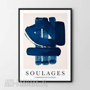 soulages compition bleu - format 30x40 cm plakat, modny plakat do wnętrza