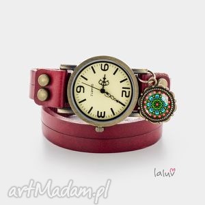 handmade skórzany zegarek folkowy