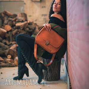 CZAJKACZAJKA: Teczka teczuszka na ramię rudy karmel skóra naturalna od ręki torba, miejska, listonoszka skórzana