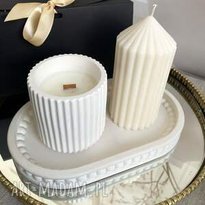 Zestaw prezentowy świec sojowych White Treasure z tacką