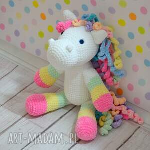 Kucyk przytulanka duuuuży 40 cm, na szydełku, z lokami