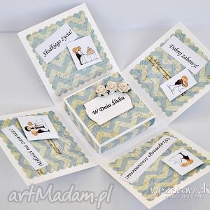 ręcznie zrobione scrapbooking kartki box z życzeniami ślubnymi